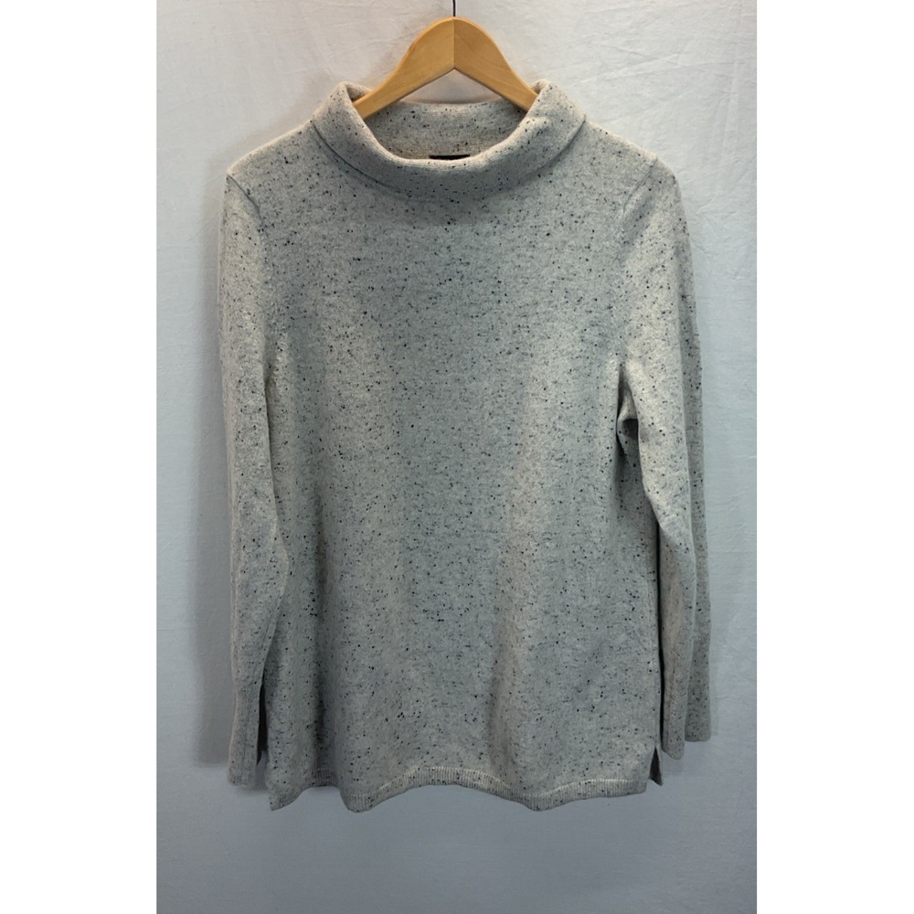 TALBOTS 100% Cashmere Knit Gray Speckled Turtleneck Pullover Sweater Sz XL